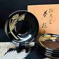 輪島塗　漆器　童蒔絵　茶托　5枚セット 伝統工芸】輪島塗 花の丸蒔絵 茶托 5枚組み（5柄） | ブランド